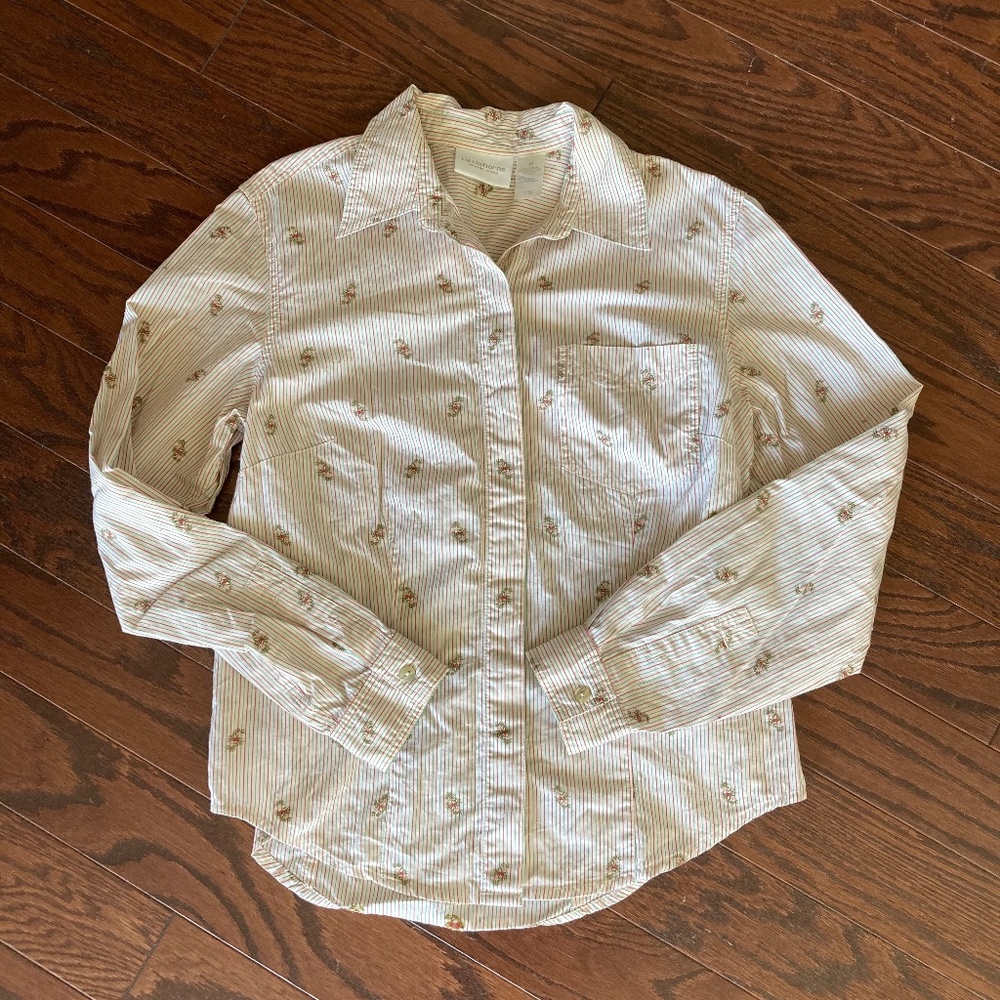 Vintage Liz Claiborne striped floral blouse